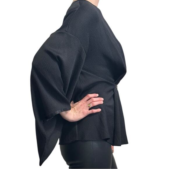 Givenchy Kimono Sleeve Black Top Silk blend Gathered front IT 38 - Picture 3 of 14